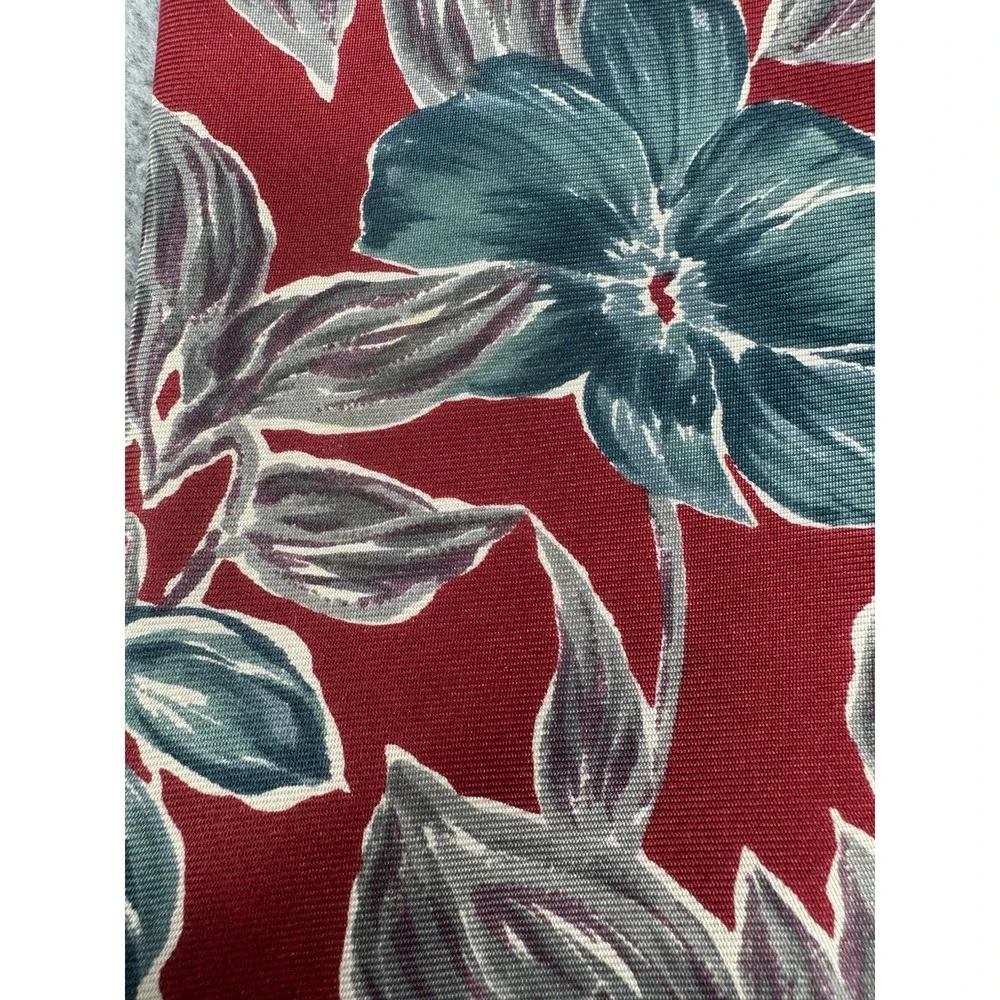 Red Tropical‎ Floral Necktie Hawaiian Hibiscus Print Men's Vacation Tie